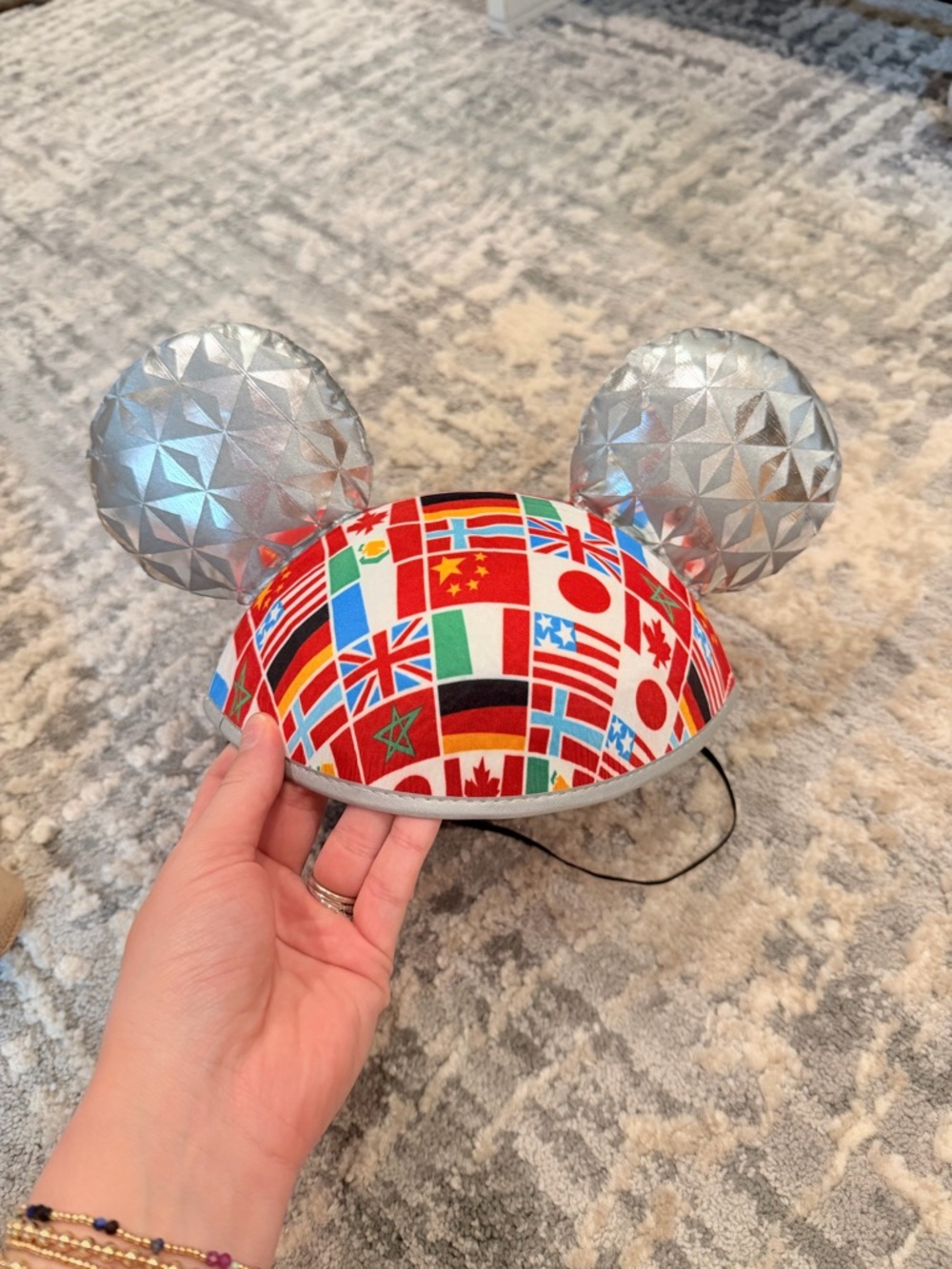 Disney Silver and Multicolor International Flags Ear Headband